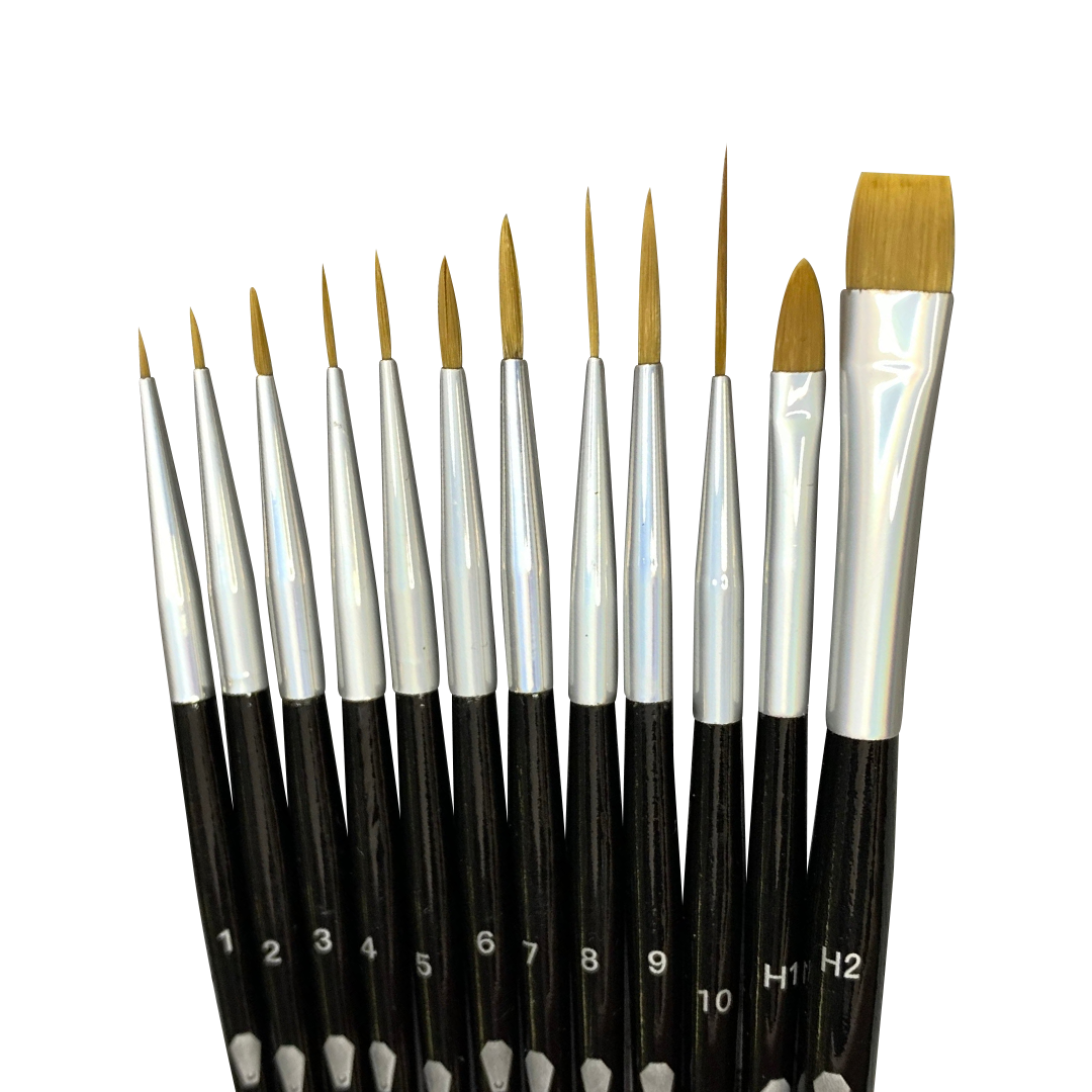 B-Grade 12pc Eyeliner Brush Set (longer handle)